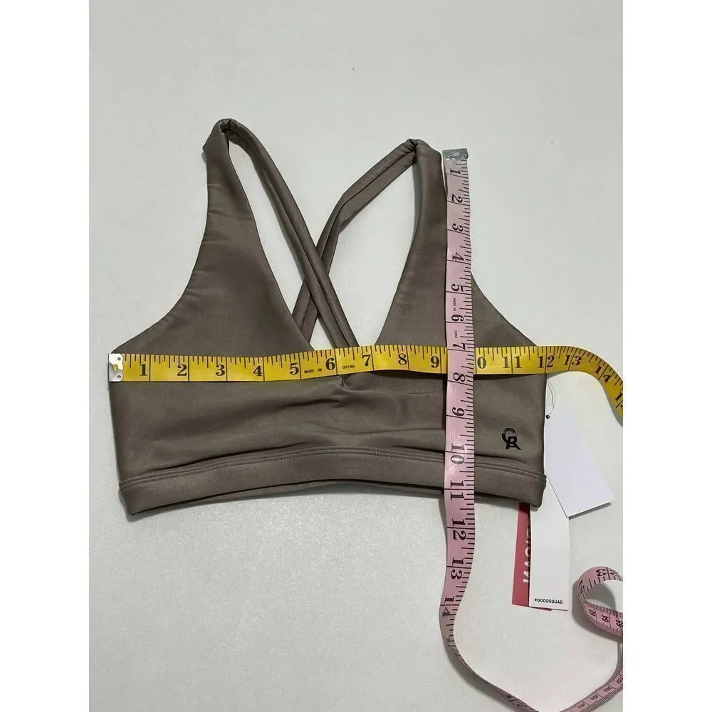 Good American Core Plunge‎ Performance Criss Cross Sports Bra Bronze Size 0 XS